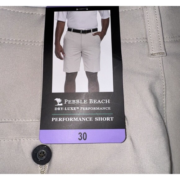 Pebble Beach Dry-Luxe Performance Mens Size 30 Tan Shorts Golf Casual Chino New - Picture 5 of 7